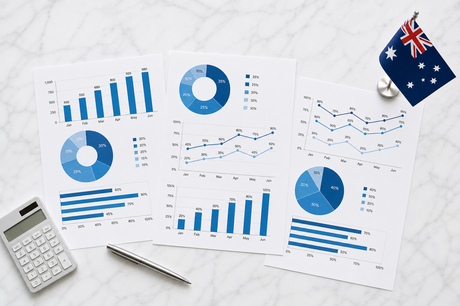 Australian household bills — electricity, internet and insurance statements laid on a kitchen table